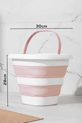 1175-1 Damla Katlanabilir Silikon Su Kovası 28X30Cm Banyo Balkon Temizlik Kovası 10 Lt - Pudra