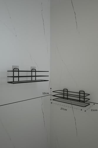 Alternative view of Banyo Yapışkanlı Siyah 2 Adet Tek Katlı Düz Şampuanlık Tş01, Delmeye Son, Matkap Vida Yok