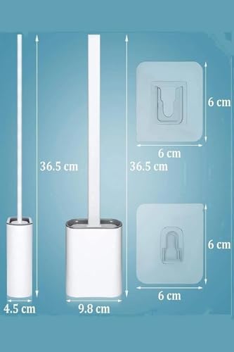 Duvara Yapıştırılabilir Silikon Wc Fırçası,İnce Aralara Girebilir Silikon Klozet Fırçası (Beyaz)