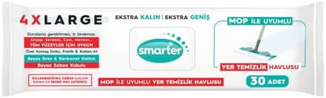 Alternative view of Smarter Yer Temizlik Havlusu Bezi 4XL Mopa Uyumlu Yüzey Beyaz Sabun Kokulu Sirke ve Karbonat Katkılı 30 Yaprak