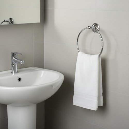 Alternative view of Yuvarlak Krom Havluluk – Duvara Monte Vidalı Metal Havlu Askısı 15×15 cm, Parlak Krom Banyo Aksesuarı