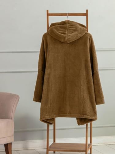 Kapşonlu Giyilebilir Tv Battaniyesi unisex Over size - Camel - Görsel 4