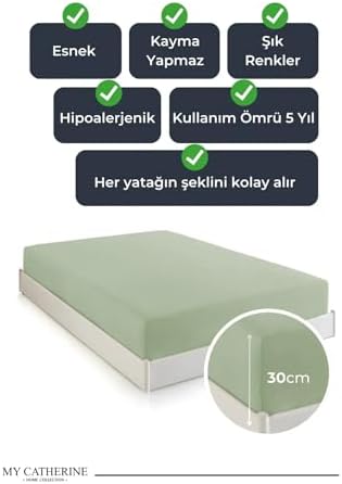 Lastikli & Hipoalerjenik Çarşaf |%100 Pamuk Çarşaf Penye Kumaş | Tek-Çift Kişilik-Battal Boy Çarşaf -ADACAYI-160X200, LUXCARSAF - Görsel 2