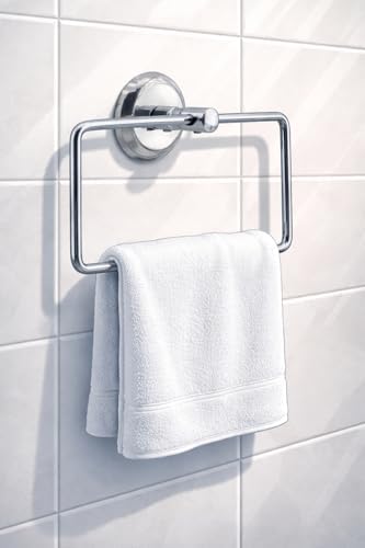 Kare Krom Havlu Halkası Duvara Monte, Parlak Krom Kaplama Metal Banyo Havluluğu, Modern Tasarım Kare Havlu Askılığı, Lavabo Yanı Havlu Tutucu Banyo Aksesuarı