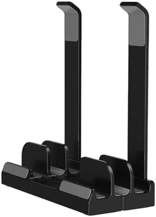 Laptop Stand Dikey ve Eğimli 3 Slotlu Ayarlanabilir Masaüstü Organizer Telefon Tablet Uyumlu Kaymaz Silikon Pedli Ergonomik Masa Düzenleyici PVC TPU Alaşım Siyah