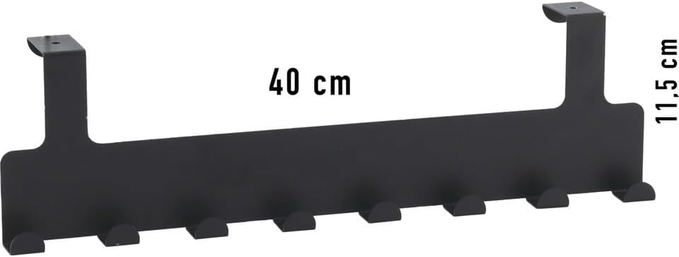 Metal Mat Siyah Kapı Arkası Askılık – 8 Kancalı Amerikan Tipi Organizer Askı, Banyo ve Oda Kapıları İçin Pratik Askılık, Delmeden Montajlı Kapı Arkası Askı (Siyah) - Görsel 4
