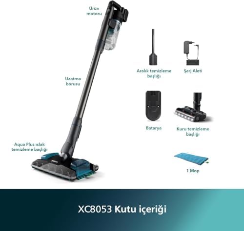 Alternative view of 8000 Serisi Aqua Plus Kablosuz Dik Süpürge, 25.2 V, 80 dk'ya kadar Çalışma Süresi, PrecisionPower Başlık, Aqua Plus Başlık, XC8053/01