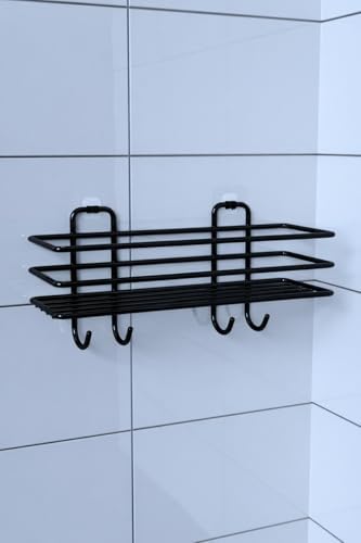 Alternative view of Banyo Siyah Yapışkanlı 4 Kancalı Banyo ve Mutfak Raf Askılığı | Banyo Mutfak Havlu Duvar Rafı