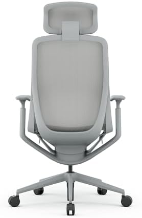 XD-1003 Fileli Başlıklı Çalışma Koltuğu Gri Ergonomik Ofis Koltuğu