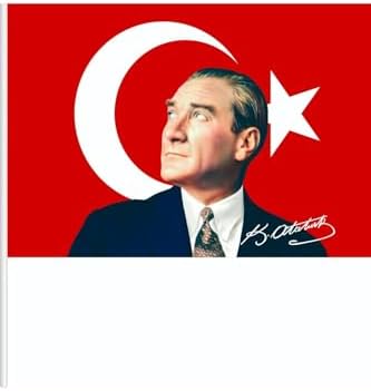 ZC Bayrak 50x75cm Atatürk İmzalı Raşel Kumaş Sopalı Türk Bayrağı– Dayanıklı ve Kaliteli Dijital Baskı