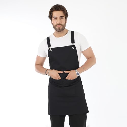 Siyah Cepli Mutfak Önlüğü-aşçı Önlüğü-masterchef Önlüğü-garson Önlüğü-kafe Aşçı Siyah Önlük, Apron - Görsel 2