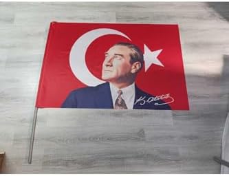 Alternative view of ZC Bayrak 100x150cm Atatürk İmzalı Raşel Kumaş Sopalı Türk Bayrağı– Dayanıklı ve Kaliteli Dijital Baskı
