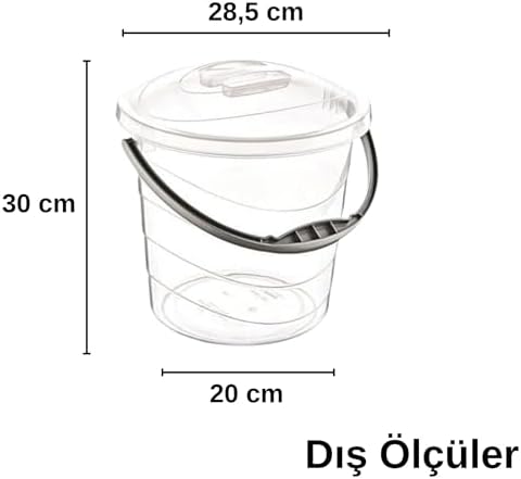 Şeffaf Plastik Su Kovası, Kulplu (10 L)
