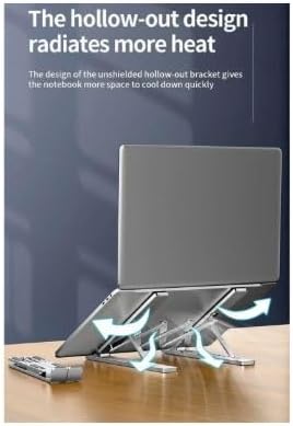 En Büyük Boy Alüminyum Katlanabilir Kademeli Laptop Bilgisayar Notebook Mac Standı, Ergonomik Notebook ve Tablet Tutucu, Çok Sağlam Metal Taşınabilir Tasarım, Hafif Koruma Çantası ile Beraber sg-001 - Görsel 4