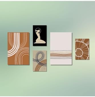 5 Parçalı Kanvas Dekoratif Duvar Tablosu Kadın Ve Modern At, 30 X 40