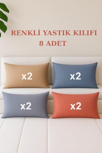 Alternative view of 8 Adet Kapaklı Yastık Kılıfı 4 Farklı Renk