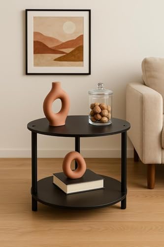 Yuvarlak Orta Sehpa 50 cm Çap – Modern MDF Salon Sehpası, Dayanıklı ve Şık Tasarım, Küçük Alanlar İçin İdeal Dekoratif Sehpa (48x34 cm)