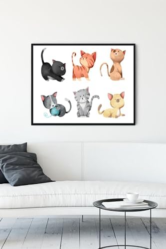 (pster11593) Kediler Tasarım Çocuk Odası Çerçeveli Tablo (40x50cm)