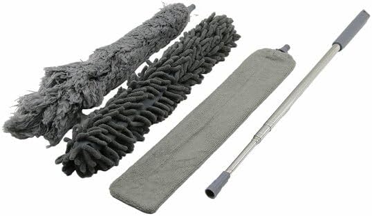 Alternative view of 3 Başlıklı Teleskopik Mikrofiber Toz Alma Seti - 205 cm Uzayan Saplı, Esnek Bükülebilir Tavan ve Ulaşılması Zor Alan Temizlik Aparatı (Püskül, Makarna, Düz Başlık)