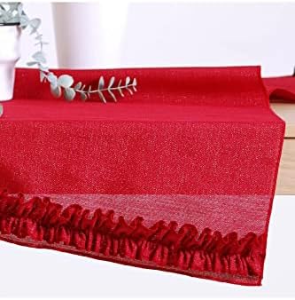 Viemso Simli Runner Kırmızı Fırfırlı 45x150