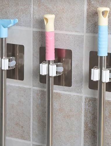 Alternative view of 4 Adet Kelebek Yapışkanlı Mop Fırça Sap Tutucu Kepçe Kaşık Organizer Banyo Mutfak Düzenleyici