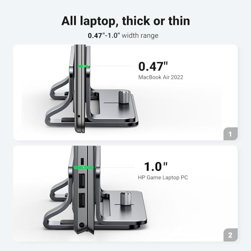 Alternative view of Dikey Bilgisayar Standı, Çift Yuvalı Ayarlanabilir Alüminyum Laptop Standı, MacBook Air/Pro, Windows Dizüstü Bilgisayarlar, 13-17 İnç Laptoplar ile Uyumlu Masaüstü Tutucu – 20471