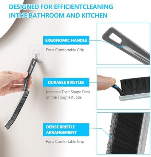 2 Adet Derz Temizleme Fırçası, İnce Boşluk Temizleme Fırçası, Pencere Rayı ve Mutfak Lavabo Kenarı Detay Fırçası, Dar Alanlar İçin Ergonomik Temizlik Aparatı İnce Dip Köşe Temizleme