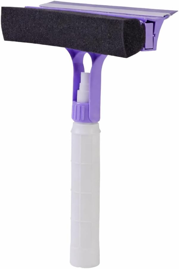 Su Püskürtmeli Pencere Sileceği, Spreyli Cam Temizleme Aparatı, Banyo Duşakabin Aynası Temizleyici, Çok Amaçlı Cam Silme Scrubber Asorti Renk 22 cm