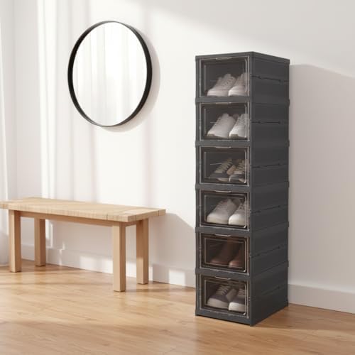 Alternative view of 6 Katlı, Katlanabilir, Taşınabilir Çok Amaçlı, Geniş, Katlanabilir Dolap ve Raf, Katlanır Taşınabilir Premium Portatif Organizer (25,5cm x 34,5cm x 105,5cm) (ANTRASİT)