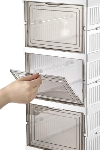 6 Katlı, Katlanabilir, Taşınabilir Çok Amaçlı, Geniş, Katlanabilir Dolap ve Raf, Katlanır Taşınabilir Premium Portatif Organizer (25,5cm x 34,5cm x 105,5cm) (BEYAZ)