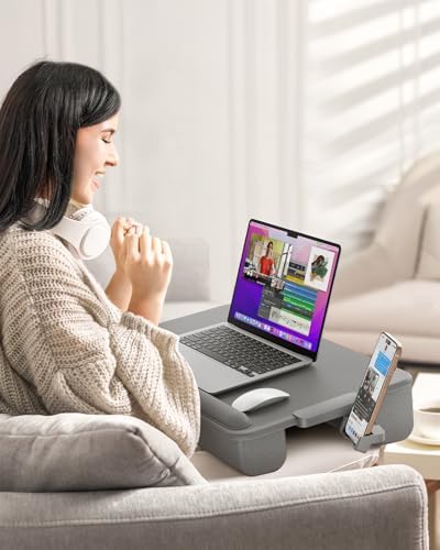 Yastıklı Lap Masası, Bilgisayar Dizüstü Standı, Lap Dizüstü Masası, Dahili Çekmece Depolama, Telefon Tutucu, Bilek Pedi
