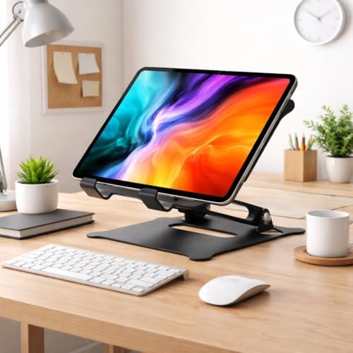 Alternative view of Ayarlanabilir Katlanabilir Tablet Standı 370g | Paslanmaz Çelik Tablet Tutucu, Açı Ayarlı, Portatif Masaüstü Tablet Standı, Sadece iPad ile Uyumlu Stant | Z19