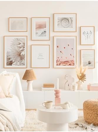 8 Parça Ahşap Çerçeve Görünümlü Mdf Tablo Seti