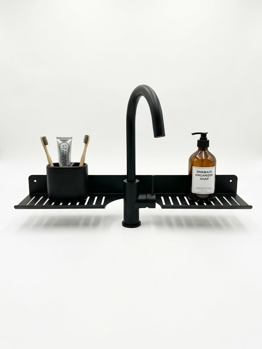 Eviye Önü Organizer Rafı Metal Lavabo Üstü Raf Mutfak Evye Üstü Organizer Duvara Yapışkanlı Delmeden Montaj Lavabo Arkası Raf Süngerlik Sabunluk Mutfak Rafı