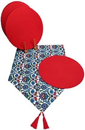 Viemso Çini Desenli Runner 6'lı Kırmızı Supla Set V00020886