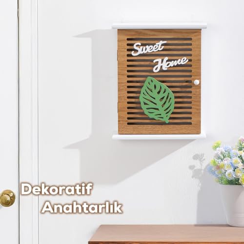 2069 Duvara Montajlı Dekoratif Anahtarlık Dolabı - Duvar Askılı Anahtar Saklama Kabini 21X25,5cm