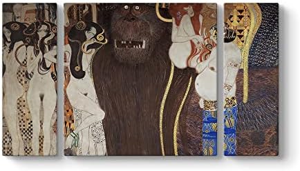 Gustav Klimt - Beethoven Frizi Düşman Güçler Tablosu 126 x 70-3 Parçalı - Görsel 4
