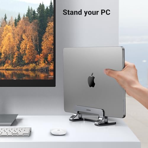 Dikey Bilgisayar Standı, Çift Yuvalı Ayarlanabilir Alüminyum Laptop Standı, MacBook Air/Pro, Windows Dizüstü Bilgisayarlar, 13-17 İnç Laptoplar ile Uyumlu Masaüstü Tutucu – 20471
