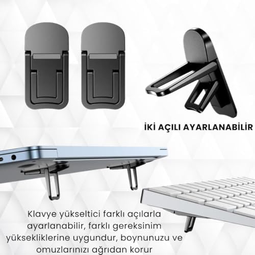 Alternative view of 2 Adet Yapışkanlı Katlanılabilir 2 Kademe Yükseklik Ayarlı Laptop Standı Laptop Stand Ayağı