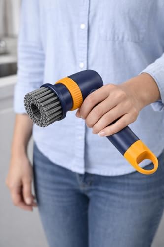 Şarjlı Temizlik Fırçası Değişebilir Başlık Sert Zemin Ayakkabı Temizleme Fırçası LED Ekran Göstergeli Clean Shoes Spin Scrubber TJ03 (Lacivert)