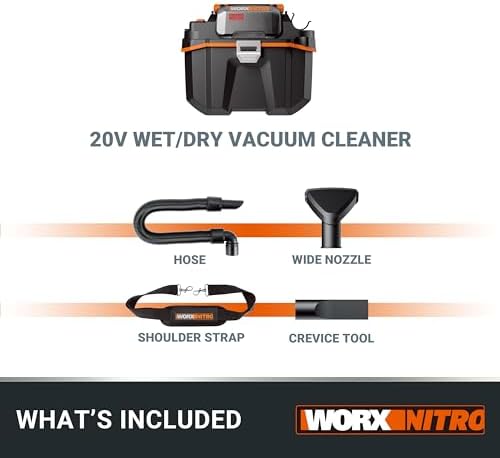WORX WX031.9 20Volt 200W/16Kpa Li-ion Kömürsüz Esnek Hortumlu Profesyonel Şarjlı Islak/Kuru Süpürge & Üfleme (Akü Dahil Değildir)