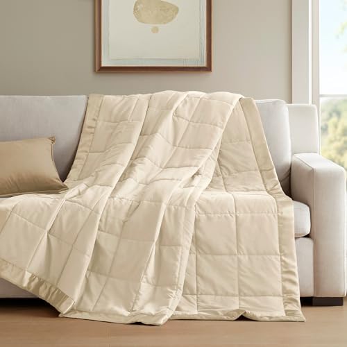 Windom Microfiber Alternative Blanket with 3M Moisture Management Ivory 108x90 Size Quilted Premium Soft 3M Scotchgard Moisture Microfiber For Bed, Couch or Sofa - Görsel 3