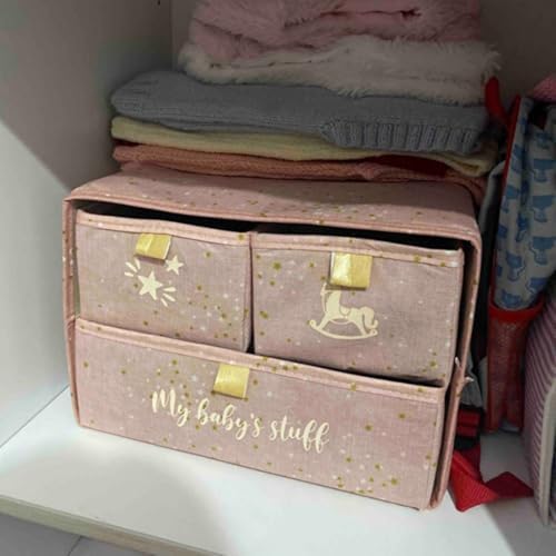 Katlanabilir 3 Çekmeceli Bebek Eşya Düzenleyici Kıyafet Organizeri Baby Bölmeli Kumaş Bebek Odası Toparlayıcı