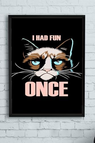 (pster11283) Huysuz Kedi Eğlenceli Mizahi Çerçeveli Tablo (40x50cm)