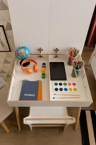 Alternative view of MDF Çocuk Aktivite Masası, Açılabilir Kapaklı, Ergonomik Tasarım, 1 ve 1 Masa, Beyaz