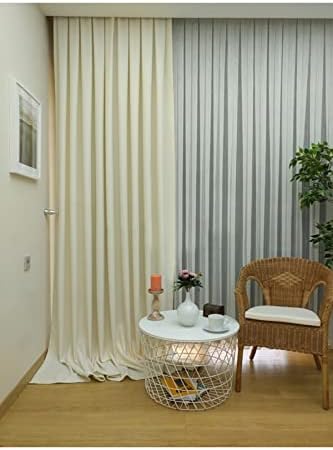 Ekru Düz Renk Fon Perde, Pilesiz Düz Dikim, Tek Kanat 70 x 270 cm - Görsel 4