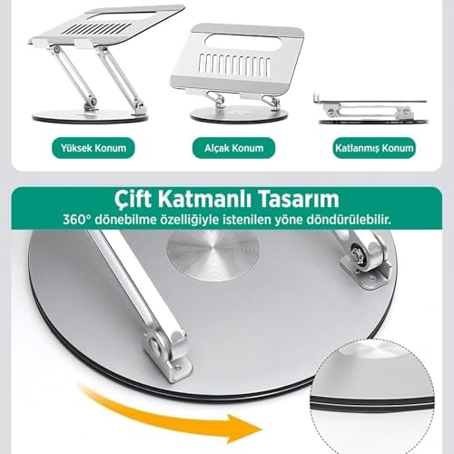 Alternative view of 360° Dönebilen Yükseklik Ayarlı Metal Notebook Laptop Standı