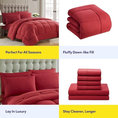 Alternative Comforter All Season Lüks Pelüş Loft Mikrofiber Dolgulu Yorgan İç Yatak Takımı, Kraliçe, Şarap Rengi - Görsel 3