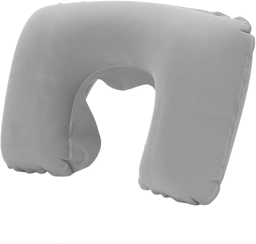 Şişme Seyahat Boyun Yastığı – Ergonomik Travel Neck Pillow, Katlanabilir, Taşınabilir, Uçak, Otobüs, Tren Yolculukları için Rahat Uyku Yastığı Gri - Görsel 3