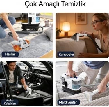 Alternative view of Leke Çıkarma ve Halı Koltuk Yıkama Makinesi – Evcil Hayvan Başlıklı, İnatçı Leke ve Koku Giderici, Halı Kilim Kanepe Araç İçi Uyumlu, Kendini Temizleyen Hortum